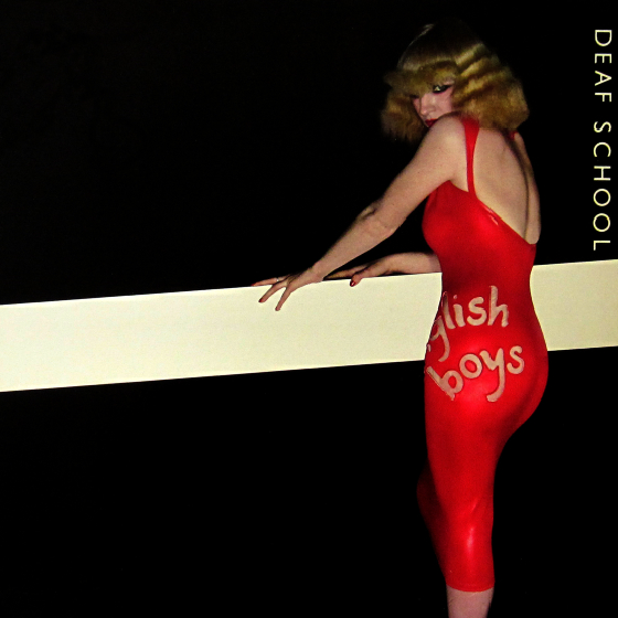 An album cover for Dead School featuring a woman in a red dress