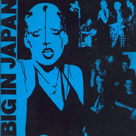 Blue and black image of a lady on Big In Japan's vinyl cover